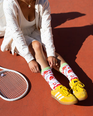 Sock candy mushroom forest tennis crew sock cute tennis socks